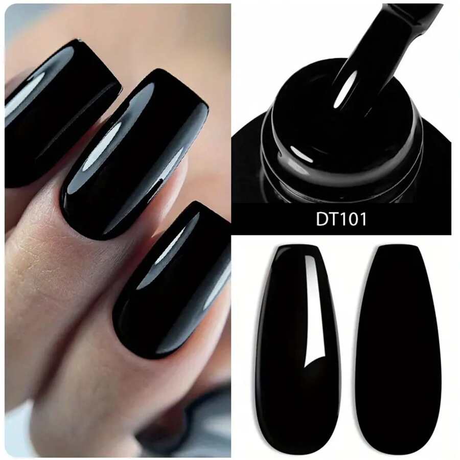 MEET ACROSS 7ml Black Nail Polish Gel, Nail Art Supplies, Semi-Permanent Nail Polish, Removable LED UV Gel Nail Polish, Nail Design, Home Nail Salon Gift