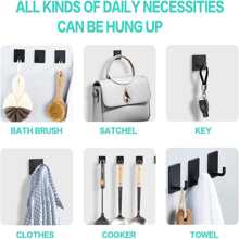 5pcs/Set No-Drill Bathroom Accessories Kit, Stainless Steel Bathroom Hardware Set, Including Towel Bar, Wall Mounted Towel Holder, Toilet Paper Holder, Wall Hooks, Robe Hooks Bathroom Accessories Bathroom Tools - Black - View 6