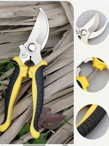 1入組花園修枝剪帶扣飾不銹鋼刀片水果園藝剪刀多功能修樹枝剪刀適用於植物園藝修剪園林工具大剪刀&剪刀 - 黃色 - 查看 5