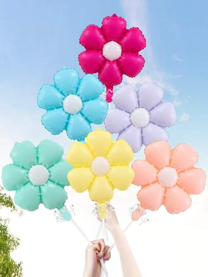 6pcs/Set Macaron Colored Daisy Flower Aluminum Film Balloons (Small & Medium)