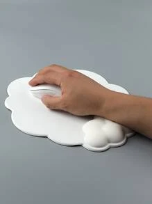 1pc Cute Solid Color Cloud Shaped Pu Leather Soft Surface Wrist Rest Mouse Pad, Gaming Mouse Mat, Creative Desk Mat With Non-slip Silicone Base, Firm & Soft, Memory Foam & Elasticity, Wrist Protector
