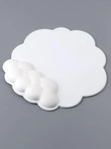 1pc Cute Solid Color Cloud Shaped Pu Leather Soft Surface Wrist Rest Mouse Pad, Gaming Mouse Mat, Creative Desk Mat With Non-slip Silicone Base, Firm & Soft, Memory Foam & Elasticity, Wrist Protector