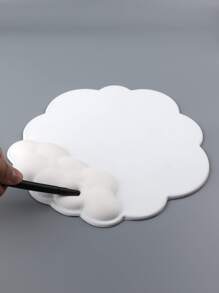 1pc Cute Solid Color Cloud Shaped Pu Leather Soft Surface Wrist Rest Mouse Pad, Gaming Mouse Mat, Creative Desk Mat With Non-slip Silicone Base, Firm & Soft, Memory Foam & Elasticity, Wrist Protector