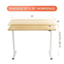 FlexiSpot 55x28 Inches Home Office Standing Desk Whole-Piece Desk Board Height Adjustable Computer Desk - Maple Top + Khung trắng - Xem 4