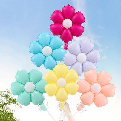 Bộ 6 quả bóng bay màng nhôm hình hoa cúc màu Macaron (Nhỏ & Vừa)
