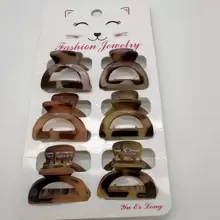 6 件/套半圓貝殼形迷你髮夾（2.8 公分）適合女孩,豹紋,可愛時尚髮飾,適合日常在家和戶外使用 - 彩色 - 查看 7