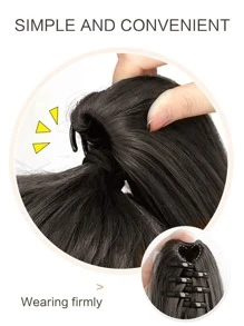 合成长卷发爪夹马尾接发 18 英寸耐热马尾发片 适合女士日常派对