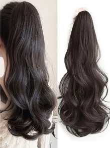 合成长卷发爪夹马尾接发 18 英寸耐热马尾发片 适合女士日常派对