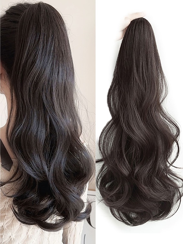 Synthetic Long Curly Claw Clip On Ponytail Hair Extensions 18Inch Heat Resistant Pony Tail Hair Piece For Women Daily Party