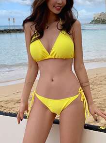 2023 Style Women's Swimwear Two-Piece Set, Rock Spring/Spa Bathing Suit Summer - Yellow - View 3
