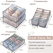 Scatola organizzatrice in rete per biancheria intima, contenitore pieghevole per calze, divisore per cassetti per reggiseni e biancheria intima, decorazioni per festival, decorazione per la camera da letto, organizzatore domestico, maglietta bianca da donna, pantaloni neri da donna, abiti invernali da donna, abito