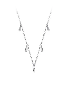 1入組時尚S925純銀淚滴形項鍊適合女士合適的適用於日常穿著 - 銀色 - 查看 7