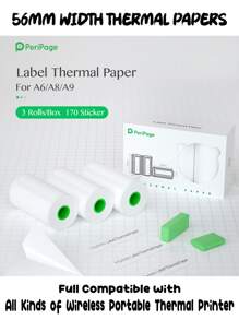 3 rollos Papel térmico 57mmx15mm Pegatina de etiqueta papel foto papel color papel para gato foto impresora - Blanco y Negro - Ver 1