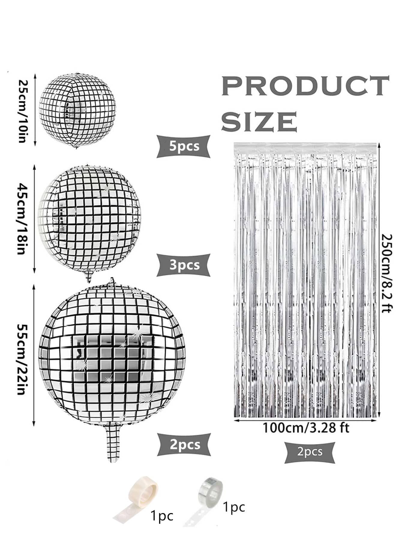 14Pcs Disco Balloons Ball Different Sizes 10/18/22Inch Disco Foil