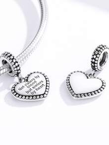 1入組心圖案DIY吊墜珠子吊墜女士們首飾類適合女士S925純銀創意手環和項鏈配件精細的珠寶製作適合女孩閨蜜禮品