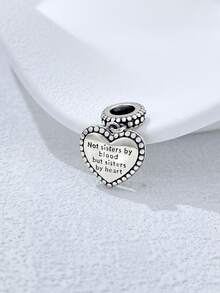 1入組心圖案DIY吊墜珠子吊墜女士們首飾類適合女士S925純銀創意手環和項鏈配件精細的珠寶製作適合女孩閨蜜禮品