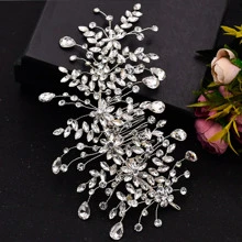 1入組水鑽新娘髮梳帶寶石和S,婚禮頭巾,髮飾