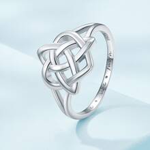 WOSTU 1pc 925 Sterling Silver Finger Ring for Women Birthday Valentine's Day Gift Platinum Plated Fine Jewelry - Silver - View 1