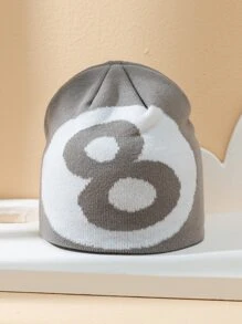 1 Miếng Quý cô Xám & Trắng Số 8 Thiết kế Thời trang đơn giản Phong cách Học viện Ấm áp Mũ len đan , Thích hợp Đối với Mỗi ngày Mặc Đường phố - Nhiều màu - Xem 3