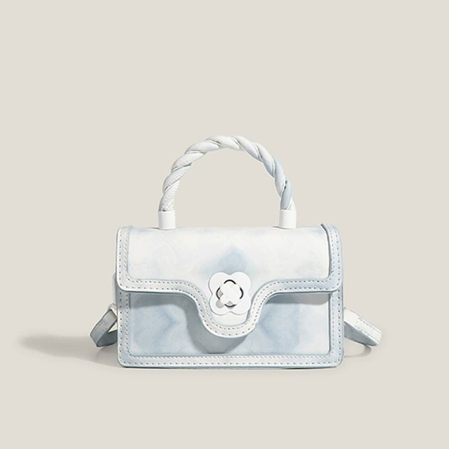 Bolsa Quadrada Reversível Versátil Tie-dye Para Mulheres - Azul e branco - Ver 1