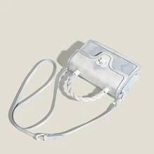 Bolsa Quadrada Reversível Versátil Tie-dye Para Mulheres - Azul e branco - Ver 7