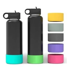 Silicone Cup Sleeve For Insulating / Covering Cup, Water Bottle, Glass, , Space Cup, With Universal Bottom Cover For Sports Bottle, 7-9.5cm - Purple - View 8