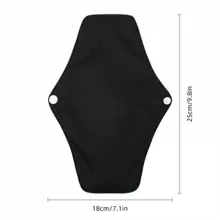 5Pack Overnight Long Reusable Sanitary Napkins Soft Washable Charcoal Bamboo Menstrual Pads Light Bladder Support  Incontinence Pads Heavy Flow Pads Black - Black - View 2
