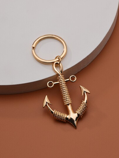 1pc Gold Retro Simple Anchor & Fish Hook Shaped Pendant For Diy Fashion Keychain