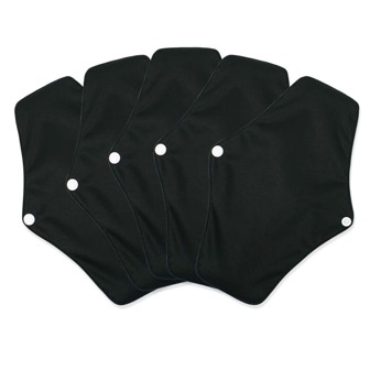 5-pack 's nachts lang herbruikbare maandverbanden zacht wasbaar houtskool bamboe maandverband lichte blaasondersteuning incontinentie-pads heavy flow-pads zwart