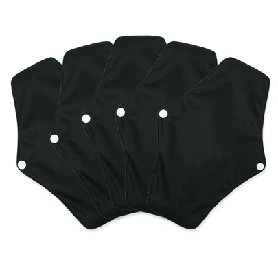 5Pack Overnight Long Reusable Sanitary Napkins Soft Washable Charcoal Bamboo Menstrual Pads Light Bladder Support  Incontinence Pads Heavy Flow Pads Black
