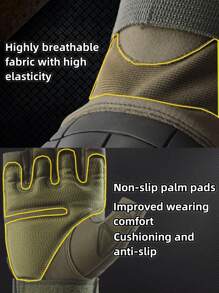 1pair Men's Half Finger Short Finger Outdoor Sport Motorcycle Riding Climbing Protective Sport Gloves - Army Green - View 4