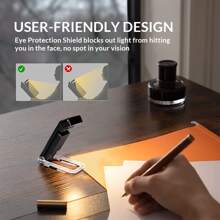 Gearbrite Portable Rechargeable Book Light - 1pc - 3 Lighting Modes - Clip-on LED Reading Light for Books in Bed - Adjustable Brightness - Eye Care Reading Lights - Black - View 4