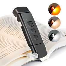 Gearbrite Portable Rechargeable Book Light - 1pc - 3 Lighting Modes - Clip-on LED Reading Light for Books in Bed - Adjustable Brightness - Eye Care Reading Lights - Black - View 1