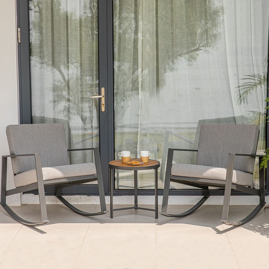 COSIEST COSIEST 3 Piece Patio Furniture Set, Steel Rocking Bistro Set