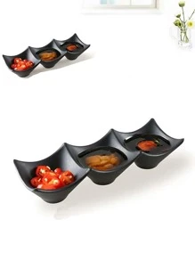 1 件陶瓷盘调味蘸酱碗烧烤迷你陶瓷酱汁盘小饰品 Platos 酱汁盘小吃盘适用于厨房、厨房、圣诞礼物、学校用品 - 黑色 - 查看 1