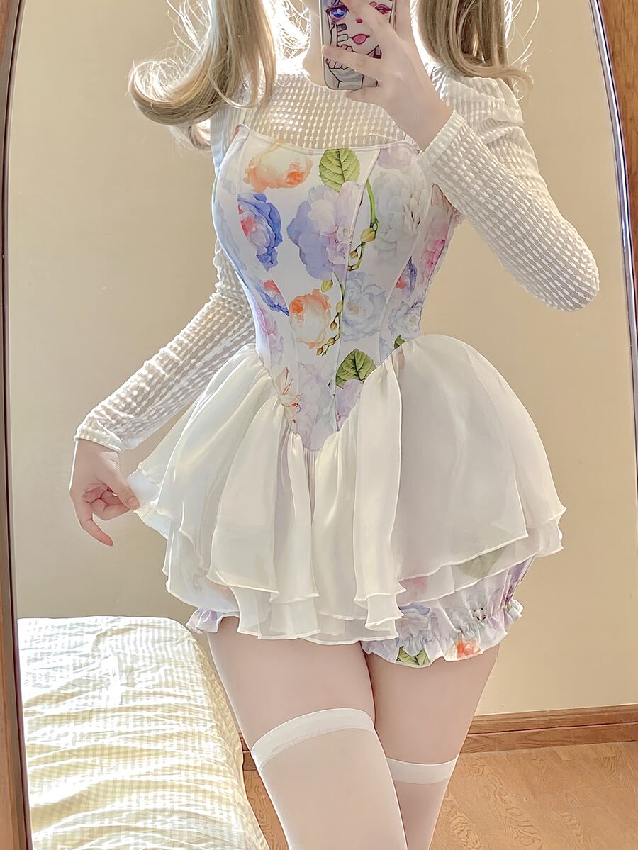 Nai Lang 复古女式连体泳衣，网纱裙款式，2023 年夏季公主款推荐