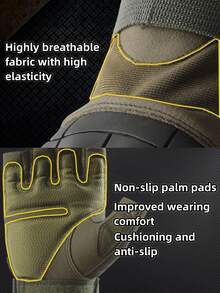 1pair Men's Half Finger Gloves For Outdoor Sports, Motorcycle, Cycling, Climbing With Professional Protection - Black - View 5