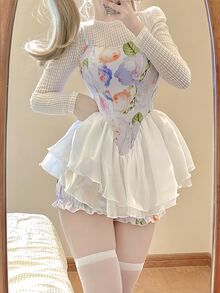 Nai Lang 复古女式连体泳衣，网纱裙款式，2023 年夏季公主款推荐