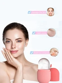 Ice Roller for Face and Eye, 1pc Silicone DIY Cooling Ice Mold Face Beauty Massage Shrink Pores Upgrade Mold for Face Neck and Eye - Pink - View 4