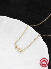 925銀花卉鬱金香項鍊，鍍18K金花鬱金香吊墜項鍊，項鍊套餐，女性日常佩戴情人節母親節禮物1入 - 金色 - 查看 2