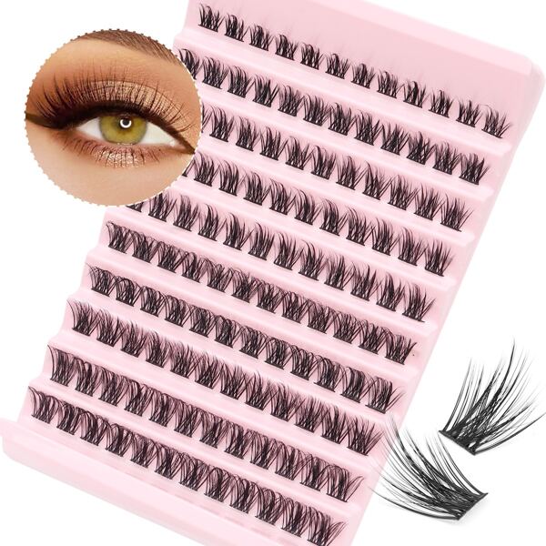 Azenlo Lash Clusters DIY Estensioni ciglia a grappolo 120 pezzi Ciglia finte Wispy 10-16MM Estensioni di ciglia individuali Mega Fluffy Ciglia a grappolo di eyelash di Ruairie