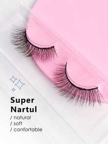 Asiteo 1 Pair 3D Effect Faux Mink Eyelashes, Natural & Soft For Everyday Wear - Black - View 5