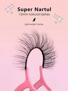 Asiteo 1 Pair 3D Effect Faux Mink Eyelashes, Natural & Soft For Everyday Wear - Black - View 2
