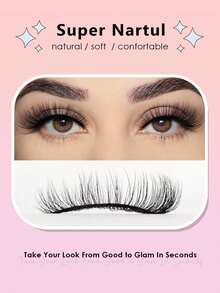 Asiteo 1 Pair 3D Effect Faux Mink Eyelashes, Natural & Soft For Everyday Wear - Black - View 6
