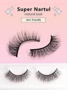Asiteo 1 Pair 3D Effect Faux Mink Eyelashes, Natural & Soft For Everyday Wear - Black - View 4