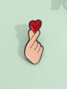 1 pièce Enfants Dessin Animé Doigt Que Cœur En Alliage Broche Homme Et Femme couples Épingle Love Émail Insignes À Envoyer Amis Cadeaux