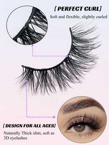 Asiteo 1 Pair 3D Effect Lightweight Daily False Eyelashes, Natural Look, Soft Criss-Cross Design - Black - View 4
