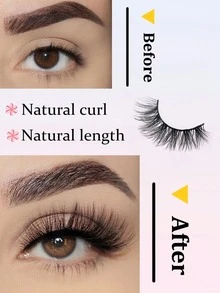 Asiteo 1 Pair 3D Effect Lightweight Daily False Eyelashes, Natural Look, Soft Criss-Cross Design - Black - View 7