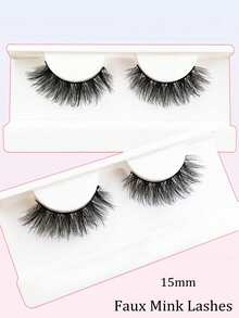 Asiteo 1 Pair 3D Effect Lightweight Daily False Eyelashes, Natural Look, Soft Criss-Cross Design - Black - View 6