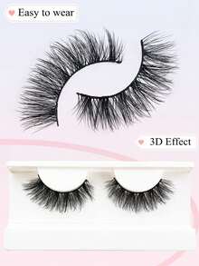 Asiteo 1 Pair 3D Effect Lightweight Daily False Eyelashes, Natural Look, Soft Criss-Cross Design - Black - View 3